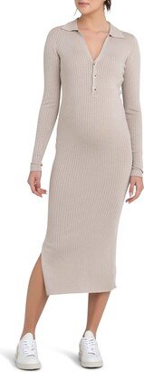 Sammy Rib Long Sleeve Maternity/Nursing Polo Dress