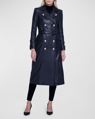 Celina Leather Trench Coat-AA