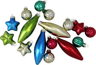 Northlight 16-Piece Set of Multi-Color Finial Ball and Star Shaped Christmas Ornaments 4 100mm