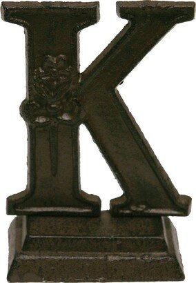 Iron Ornate Standing Monogram Letter K Tabletop Figurine - Brown