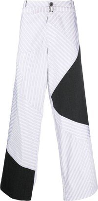 Stripe-Panelled Wide-Leg Trousers