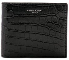 Matte Croc Billfold Wallet in Black,Animal Print