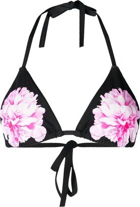 Floral-Print Bikini Top-AA