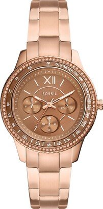 Women's Sport Multifunction Rose Gold Tone Stainless Steel Bracelet Watch 37mm