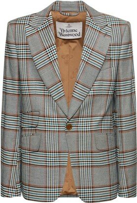 Checked Single-Breasted Jacket-AB