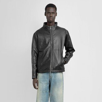 Man Black Leather Jackets-AE