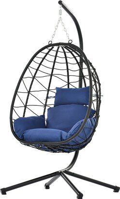 BESTCOSTY Swing Chair with Stand Indoor Egg Chair Patio Hanging Basket Chair