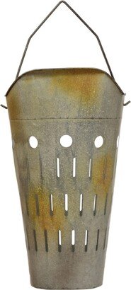 Storied Home Vintage-like Bucket with Distressed Galvanized Finish, Olive Green
