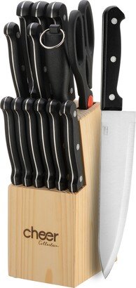 Cheer Collection Kitchen Knife with Wooden Block, Set of 13