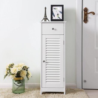 Nestfair White Bathroom Floor Cabinett with Drawer and Door