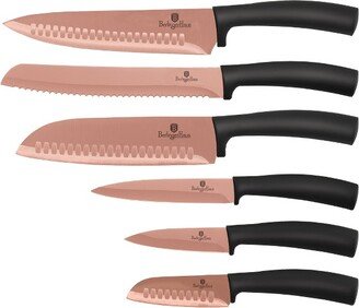 Berlinger Haus 6 Piece Kitchen Knife Set with Ergonomic Soft-Touch Handle, Does Not Slip, Elegant Design, Stainless Steel, Rose Gold