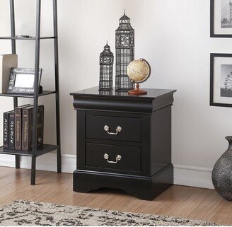 RASOO Nightstand in Black, with Brushed Nickel Metal Handle