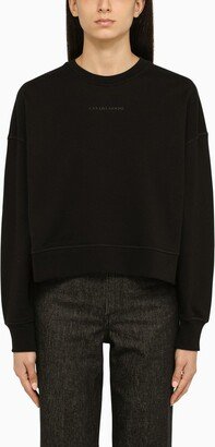 Black crew-neck cotton jumper