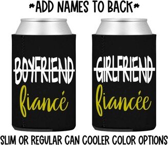 Boyfriend | Strikethrough Fiancé & Girlfriend Fiancée Set Can Cooler - Engagement Gift Bride -Groom Slim Skinny