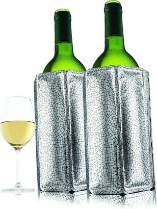 Rapid Ice Active Cooler Wine Bottle Chilling Sleeve Set of 2, Silver