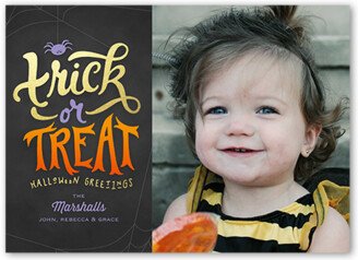 Halloween Cards: Trick Or Greetings Halloween Card, Gray, Luxe Double-Thick Cardstock, Square