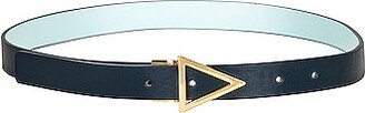 Reversible Triangle Leather Belt in Navy