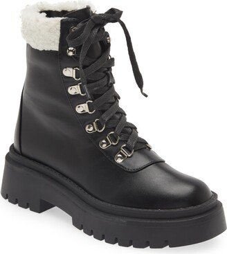 Ferria Combat Boot with Faux Shearling Trim