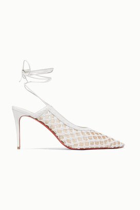 Roland Mouret Cage And Curry 85 Mesh And Woven Leather Pumps - White
