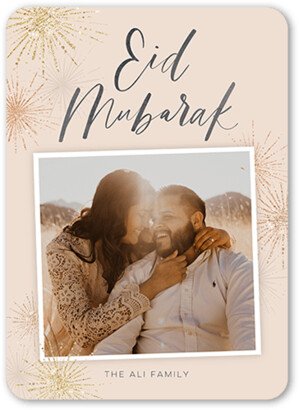 Eid Cards: Bold Sparks Eid Card, Beige, 5X7, Matte, Signature Smooth Cardstock, Rounded