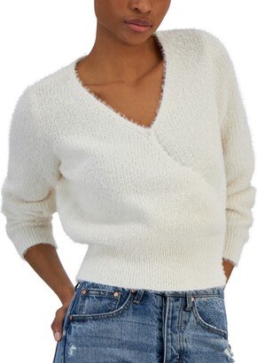 Juniors' Surplice-Neck Long-Sleeve Sweater