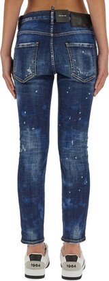 Logo Patch Distressed-Effect Cropped Jeans