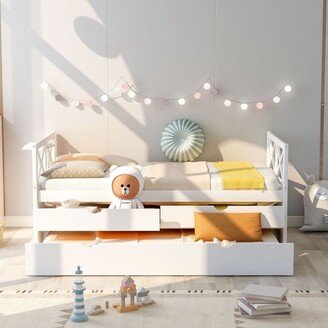 White Twin Size Multi-Functional Daybed with Drawers and Trundle