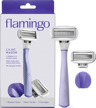 Flamingo 5-Blade Women's Razor - 1 Razor Handle + 2 Razor Blade Refills