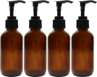 Cornucopia Brands- 4oz Amber Glass Bottles with Black Pumps 4pk