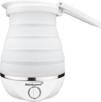 .85-Quart Dual-Voltage Collapsible Travel Kettle (White)