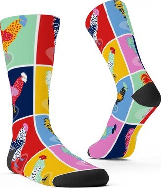 Socks: Pop Art Chickens - Multicolor Custom Socks, Multicolor