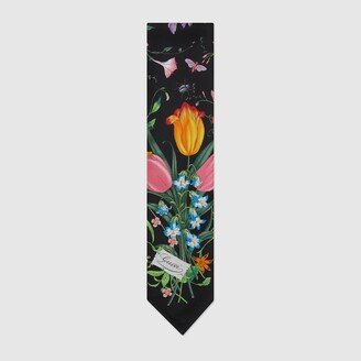 Flora print silk neck bow-AC