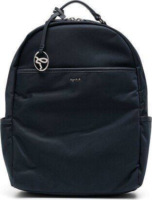 Leather Trim Zipped Backpack