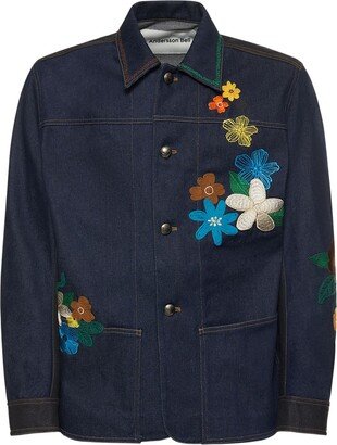 Flower embroidery cotton denim jacket