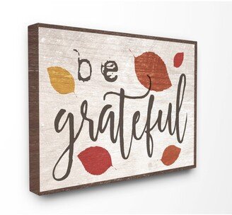 Be Grateful Fall Leaves Typography Canvas Wall Art, 16 x 20