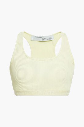 Cutout ribbed jersey sports bra