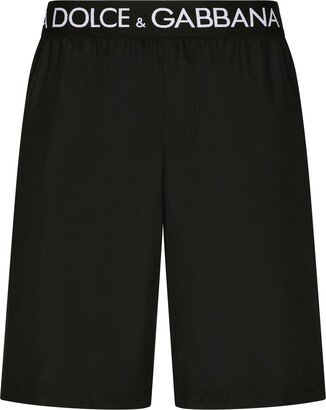 Logo-Waist Knee-Length Swim Shorts