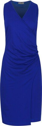 Conquista Wrap Style Sleeveless Dress In Electric Blue