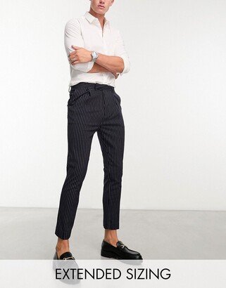 skinny smart pants in navy pin stripe