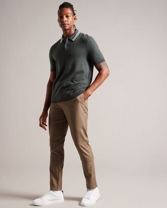 Slim Fit Flannel Trousers in Taupe