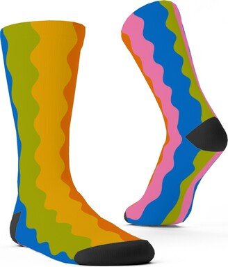 Socks: Rainbow Squiggles Custom Socks, Multicolor