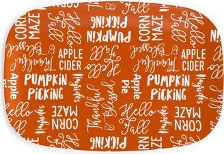 Serving Platters: Favorite Things Of Fall - Fall Words On Cider Serving Platter, Orange