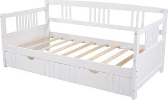 Twin Size Daybed Wood Bed with Two Drawers-AB