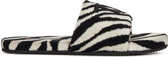 Logo Embroidered Zebra Printed Slip-On Sandals