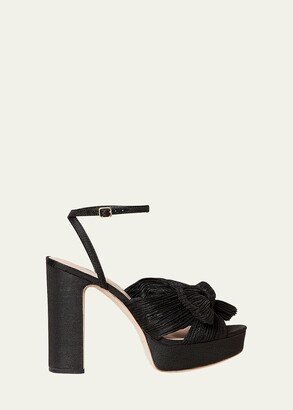 Bow Pleated Platform Sandals