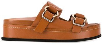 Freida double-buckle platform slides