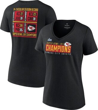 Women's Branded Black Kansas City Chiefs Super Bowl Lvii Champions Scoreboard Showcase V-Neck T-shirt