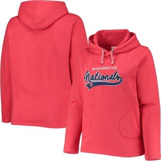 Women's Soft as a Grape Red Washington Nationals Plus Size Side Split Pullover Hoodie