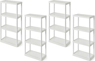 4 Shelf Fixed Height Solid Light Duty Storage Unit, White, 4 Pk - 7.3