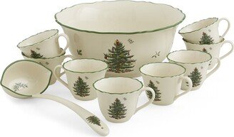 Christmas Tree 10Pc Punch Bowl Set